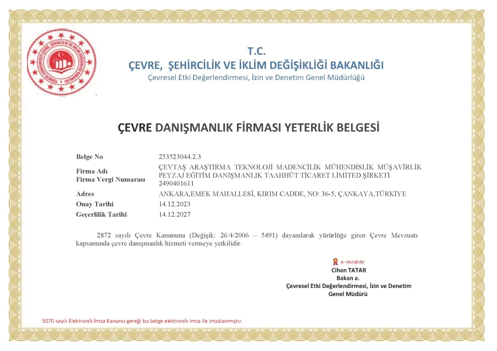 Belgelerimiz - ÇEVTAŞ Belgelerimiz